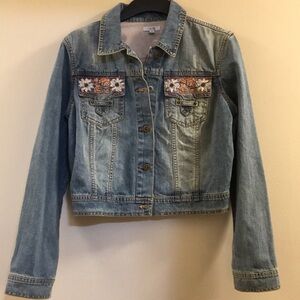 Cache Beaded Jean Jacket M